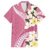 Aloha Hawaii Festive Family Matching Short Sleeve Bodycon Dress and Hawaiian Shirt Frangipani Lace Classic - Rosy LT7 Dad's Shirt - Short Sleeve Pink - Polynesian Pride
