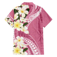 Aloha Hawaii Festive Family Matching Short Sleeve Bodycon Dress and Hawaiian Shirt Frangipani Lace Classic - Rosy LT7 - Polynesian Pride