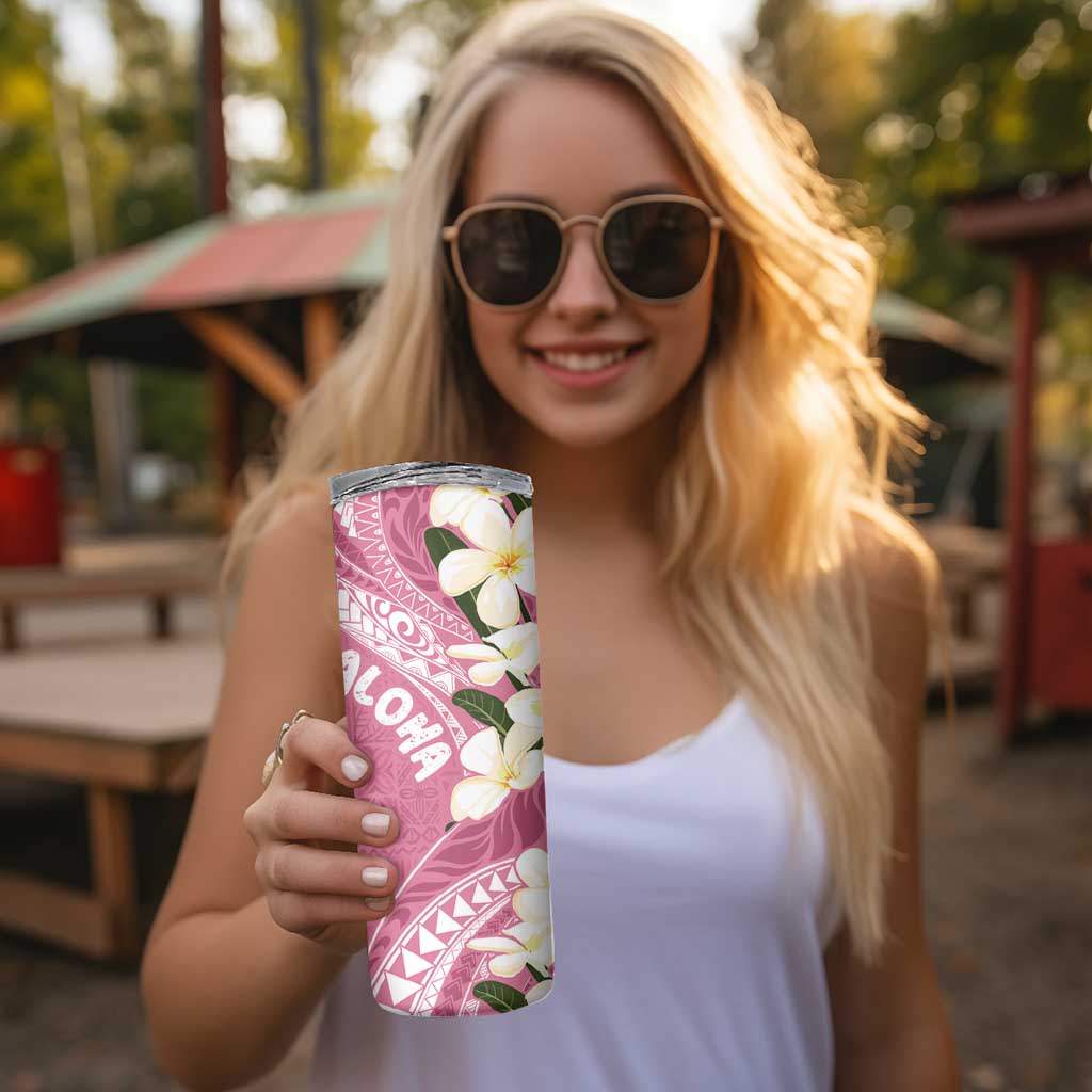 Aloha Hawaii Festive Skinny Tumbler Frangipani Lace Classic - Rosy