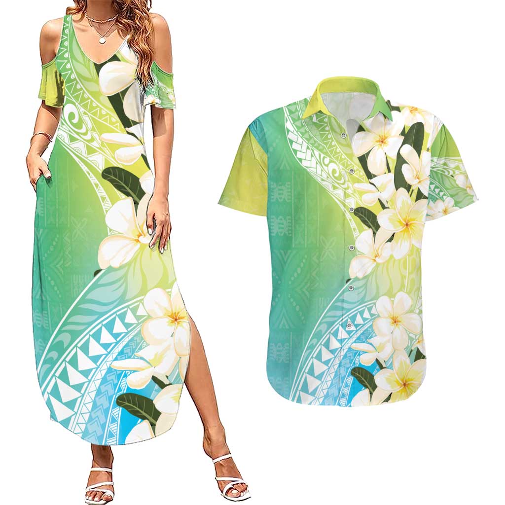 Aloha Hawaii Festive Couples Matching Summer Maxi Dress and Hawaiian Shirt Frangipani Lace Classic - Summer Vibes