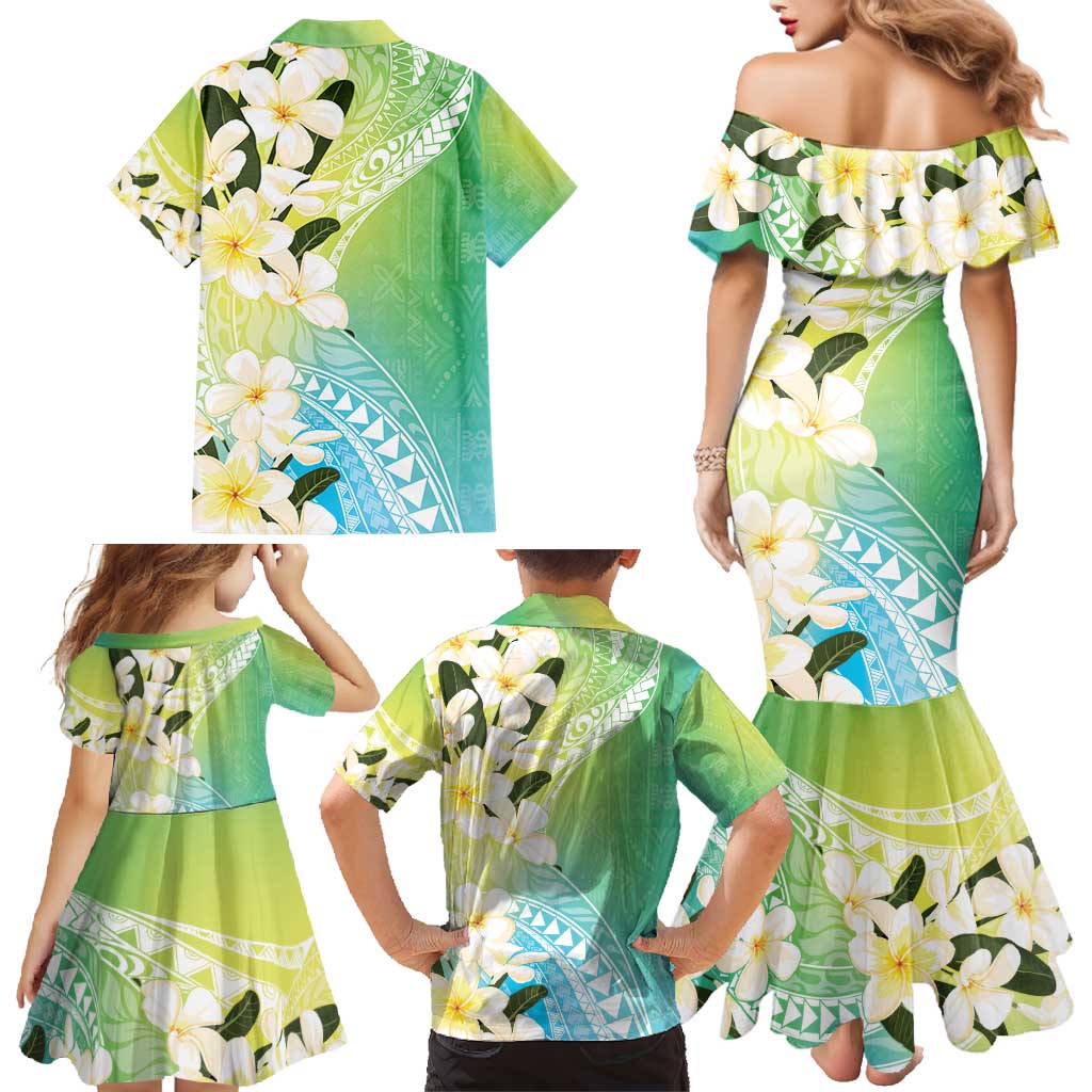 Aloha Hawaii Festive Family Matching Mermaid Dress and Hawaiian Shirt Frangipani Lace Classic - Summer Vibes LT7 - Polynesian Pride