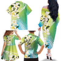 Aloha Hawaii Festive Family Matching Off The Shoulder Long Sleeve Dress and Hawaiian Shirt Frangipani Lace Classic - Summer Vibes LT7 - Polynesian Pride