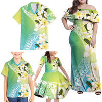 Aloha Hawaii Festive Family Matching Off Shoulder Maxi Dress and Hawaiian Shirt Frangipani Lace Classic - Summer Vibes LT7 - Polynesian Pride