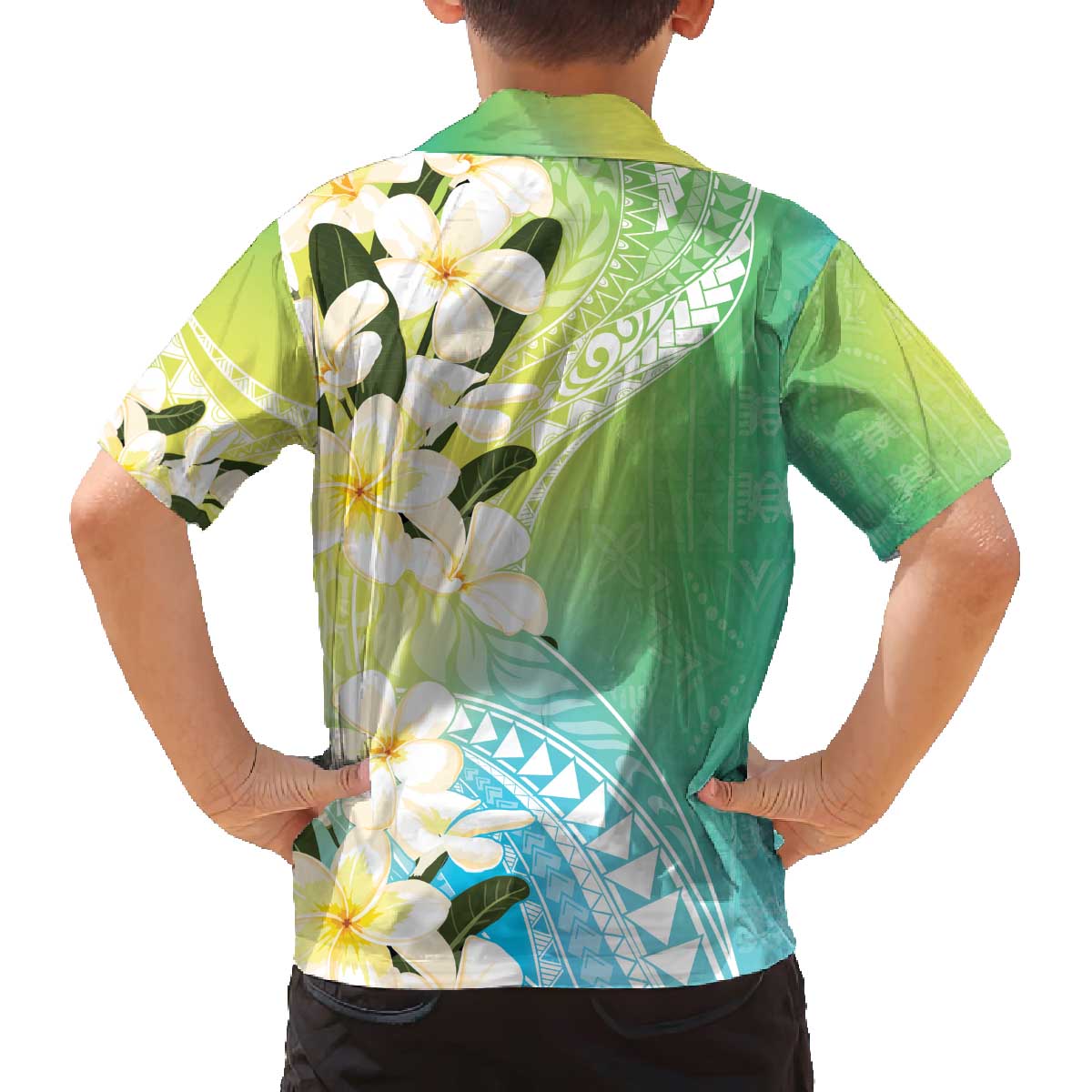 Aloha Hawaii Festive Family Matching Off Shoulder Short Dress and Hawaiian Shirt Frangipani Lace Classic - Summer Vibes LT7 - Polynesian Pride