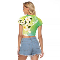 Aloha Hawaii Festive Raglan Cropped T Shirt Frangipani Lace Classic - Summer Vibes