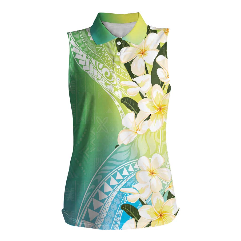 Aloha Hawaii Festive Women Sleeveless Polo Shirt Frangipani Lace Classic - Summer Vibes
