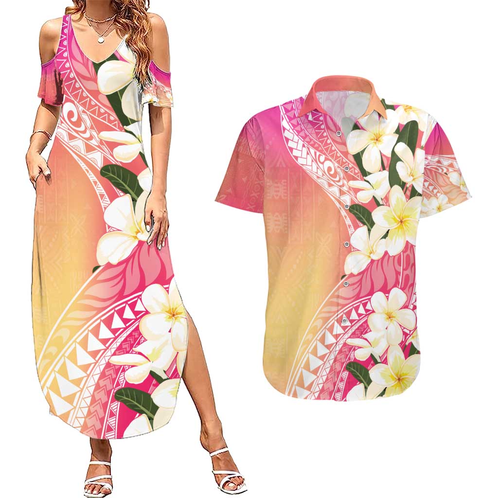 Aloha Hawaii Festive Couples Matching Summer Maxi Dress and Hawaiian Shirt Frangipani Lace Classic - Spring Vibes