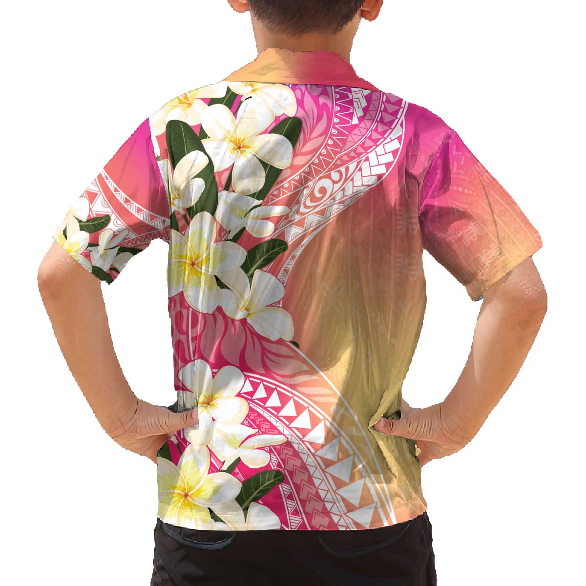 Aloha Hawaii Festive Family Matching Off The Shoulder Long Sleeve Dress and Hawaiian Shirt Frangipani Lace Classic - Spring Vibes LT7 - Polynesian Pride