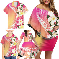 Aloha Hawaii Festive Family Matching Off Shoulder Short Dress and Hawaiian Shirt Frangipani Lace Classic - Spring Vibes LT7 - Polynesian Pride