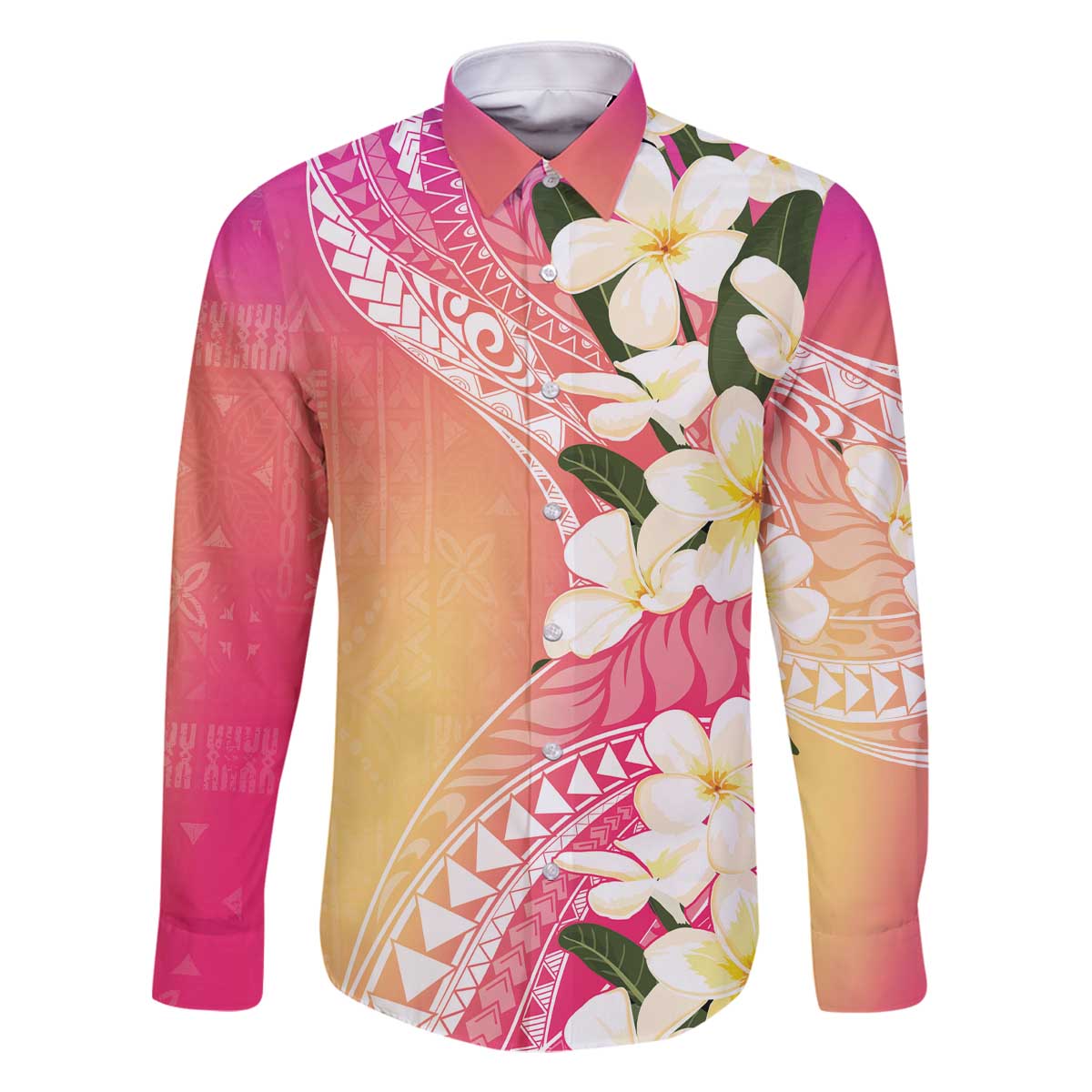 Aloha Hawaii Festive Family Matching Off Shoulder Short Dress and Hawaiian Shirt Frangipani Lace Classic - Spring Vibes LT7 Dad's Shirt - Long Sleeve Colorful - Polynesian Pride
