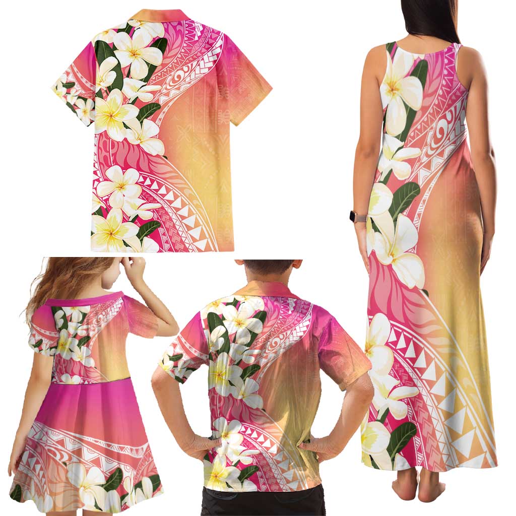 Aloha Hawaii Festive Family Matching Tank Maxi Dress and Hawaiian Shirt Frangipani Lace Classic - Spring Vibes LT7 - Polynesian Pride