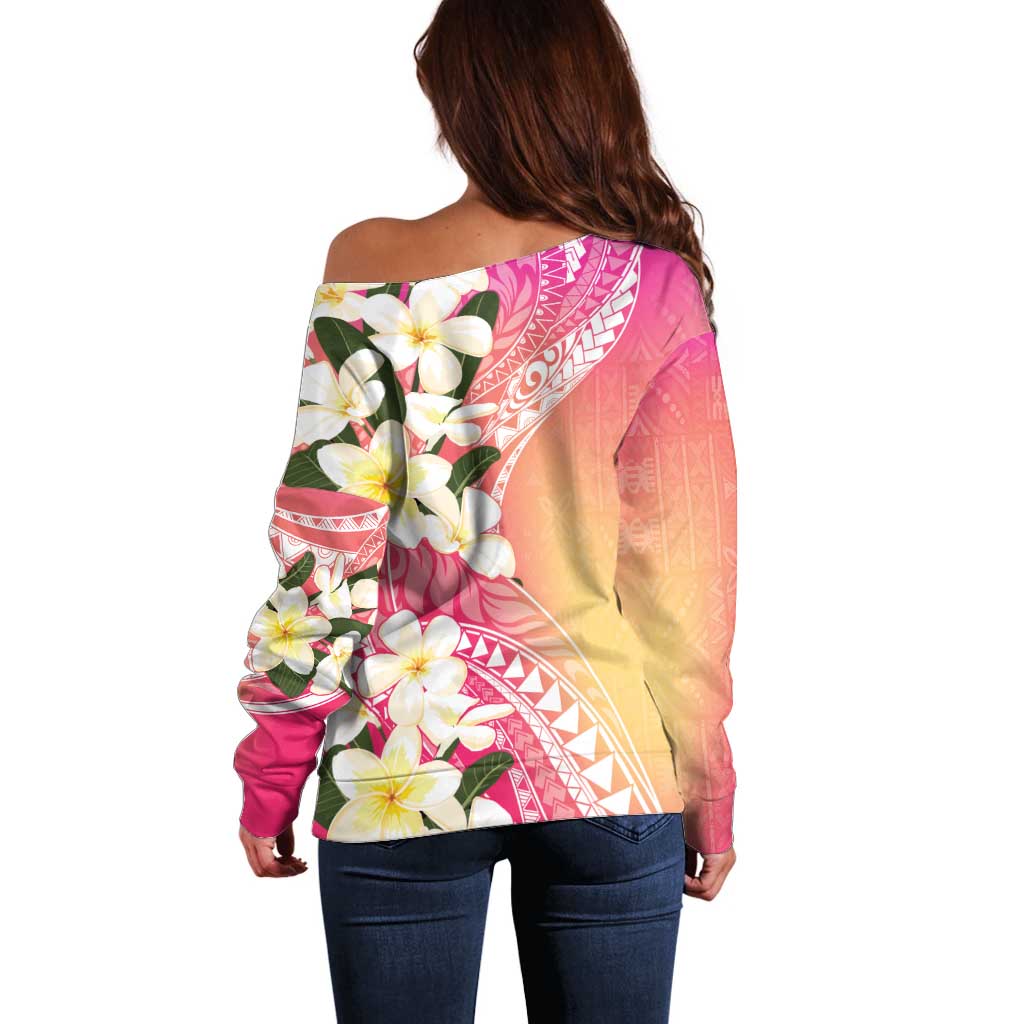 Aloha Hawaii Festive Off Shoulder Sweater Frangipani Lace Classic - Spring Vibes