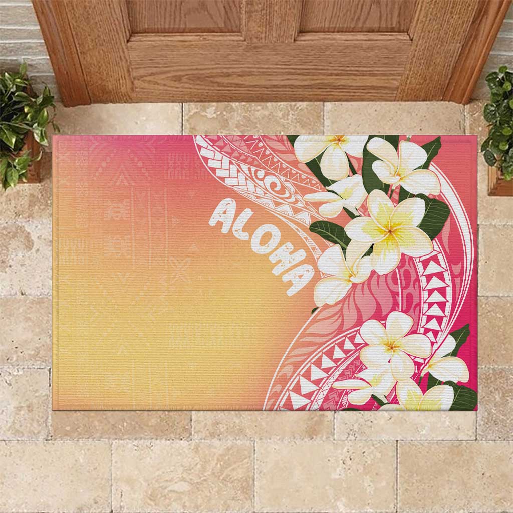 Aloha Hawaii Festive Rubber Doormat Frangipani Lace Classic - Spring Vibes