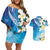 Aloha Hawaii Festive Couples Matching Off Shoulder Short Dress and Hawaiian Shirt Frangipani Lace Classic - Oceanic