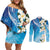 Aloha Hawaii Festive Couples Matching Off Shoulder Short Dress and Long Sleeve Button Shirt Frangipani Lace Classic - Oceanic