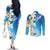 Aloha Hawaii Festive Couples Matching Off The Shoulder Long Sleeve Dress and Long Sleeve Button Shirt Frangipani Lace Classic - Oceanic