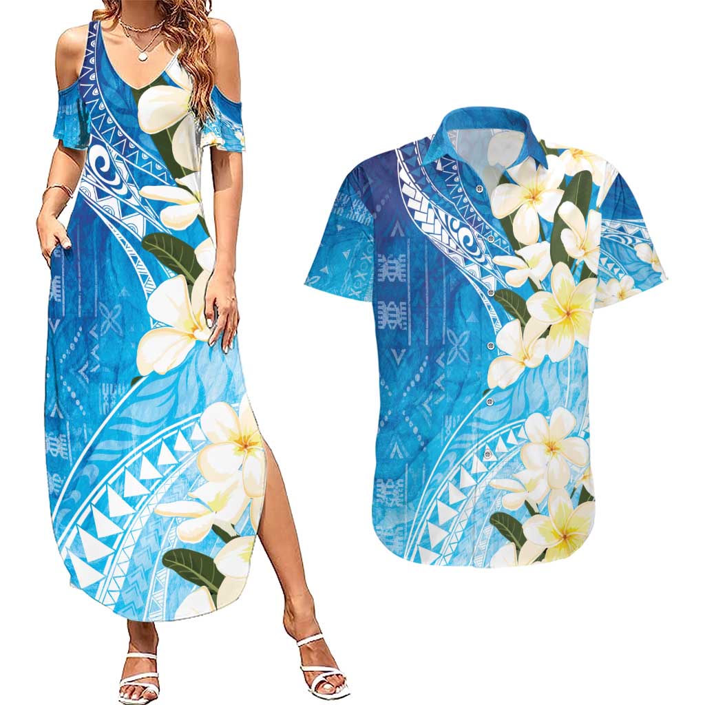 Aloha Hawaii Festive Couples Matching Summer Maxi Dress and Hawaiian Shirt Frangipani Lace Classic - Oceanic