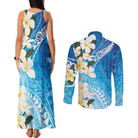 Aloha Hawaii Festive Couples Matching Tank Maxi Dress and Long Sleeve Button Shirt Frangipani Lace Classic - Oceanic