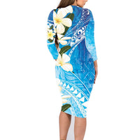 Aloha Hawaii Festive Family Matching Long Sleeve Bodycon Dress and Hawaiian Shirt Frangipani Lace Classic - Oceanic LT7 - Polynesian Pride