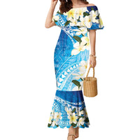 Aloha Hawaii Festive Family Matching Mermaid Dress and Hawaiian Shirt Frangipani Lace Classic - Oceanic LT7 Mom's Dress Navy - Polynesian Pride