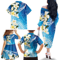 Aloha Hawaii Festive Family Matching Off The Shoulder Long Sleeve Dress and Hawaiian Shirt Frangipani Lace Classic - Oceanic LT7 - Polynesian Pride