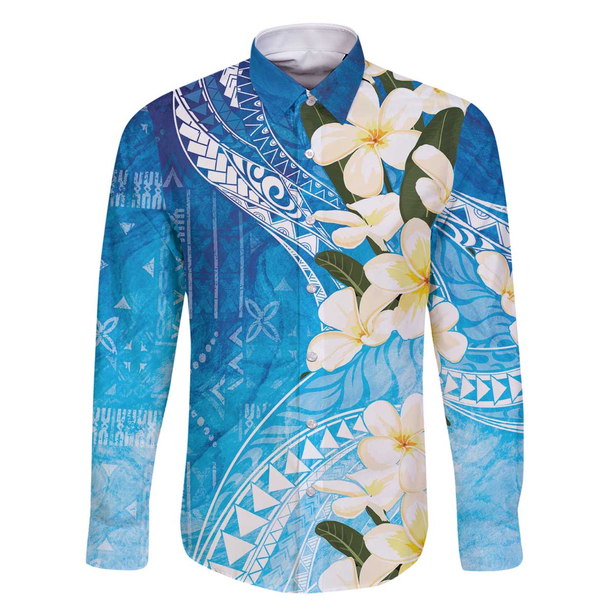 Aloha Hawaii Festive Family Matching Off The Shoulder Long Sleeve Dress and Hawaiian Shirt Frangipani Lace Classic - Oceanic LT7 Dad's Shirt - Long Sleeve Navy - Polynesian Pride