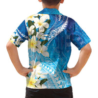 Aloha Hawaii Festive Family Matching Off Shoulder Maxi Dress and Hawaiian Shirt Frangipani Lace Classic - Oceanic LT7 - Polynesian Pride