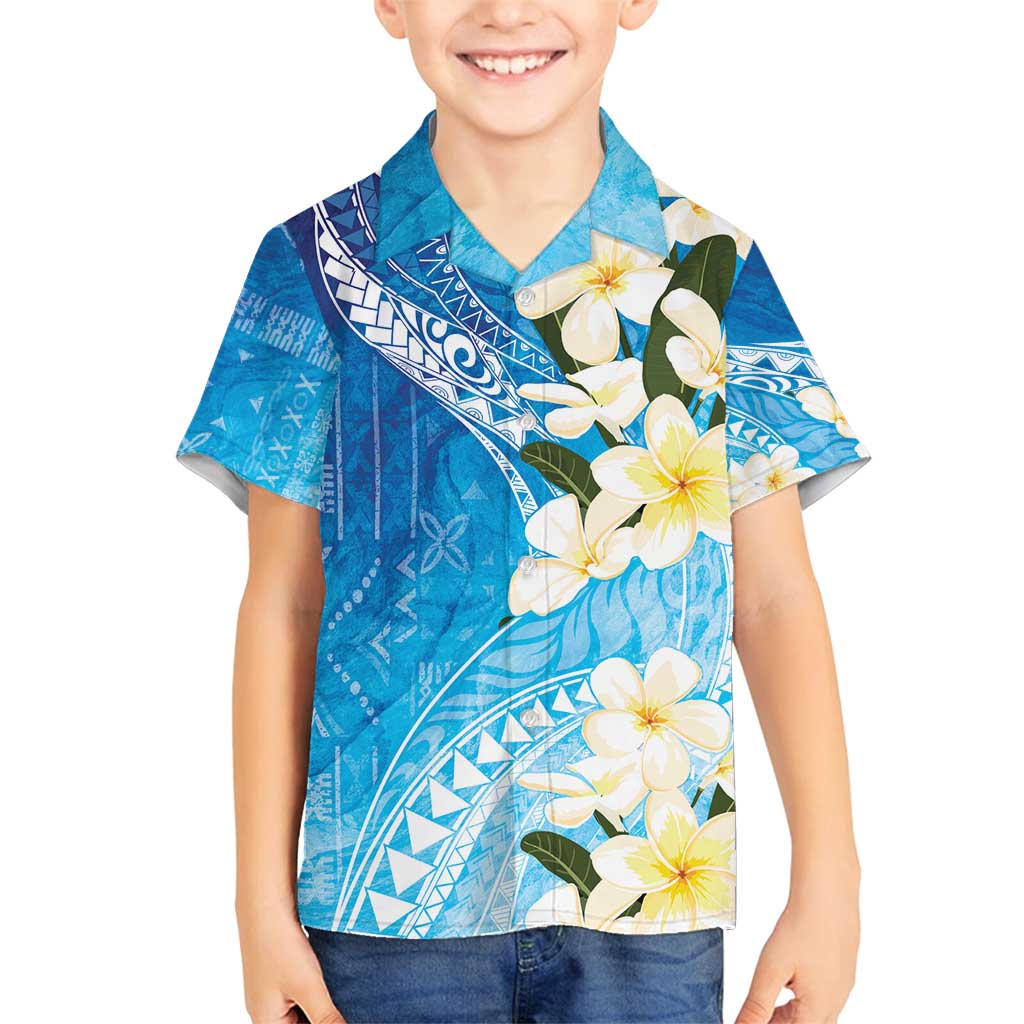 Aloha Hawaii Festive Family Matching Off Shoulder Maxi Dress and Hawaiian Shirt Frangipani Lace Classic - Oceanic LT7 Son's Shirt Navy - Polynesian Pride