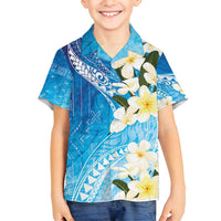 Aloha Hawaii Festive Family Matching Off Shoulder Maxi Dress and Hawaiian Shirt Frangipani Lace Classic - Oceanic LT7 Son's Shirt Navy - Polynesian Pride