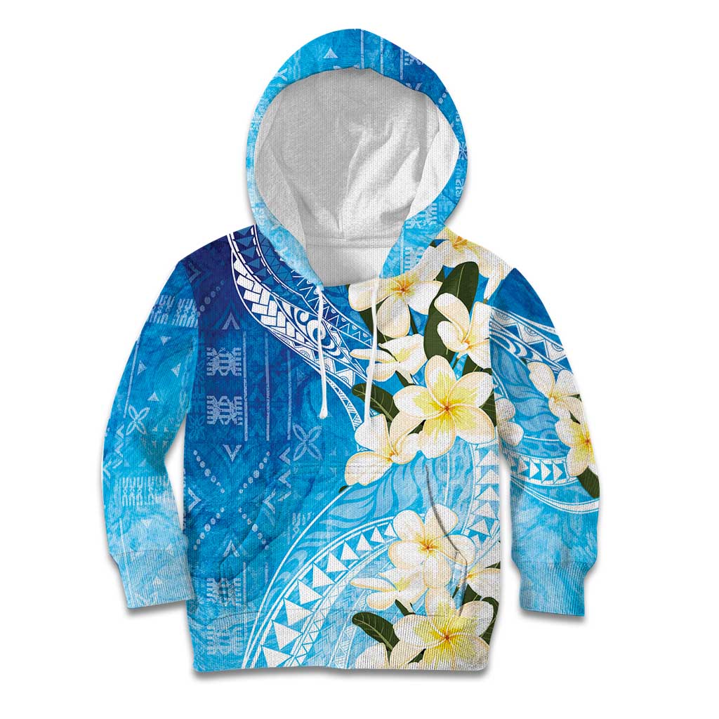 Aloha Hawaii Festive Kid Hoodie Frangipani Lace Classic - Oceanic LT7 Hoodie Navy - Polynesian Pride