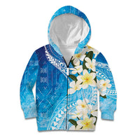 Aloha Hawaii Festive Kid Hoodie Frangipani Lace Classic - Oceanic LT7 Zip Hoodie Navy - Polynesian Pride