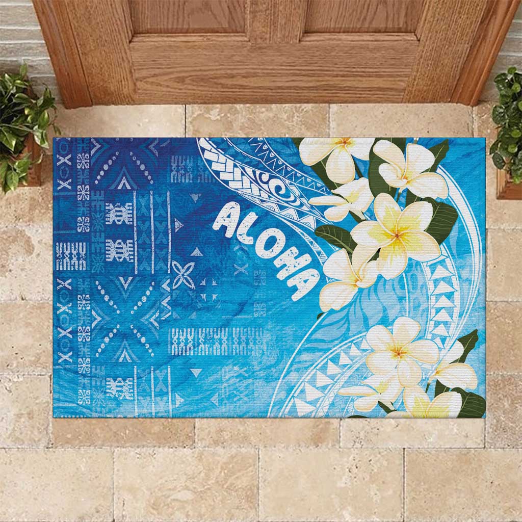 Aloha Hawaii Festive Rubber Doormat Frangipani Lace Classic - Oceanic