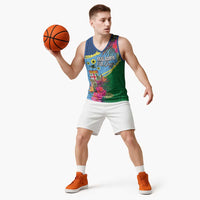 Personalized Malampa Fiji Day Together We Grow Basketball Jersey Special Tapa Mix - Polynesian Pride
