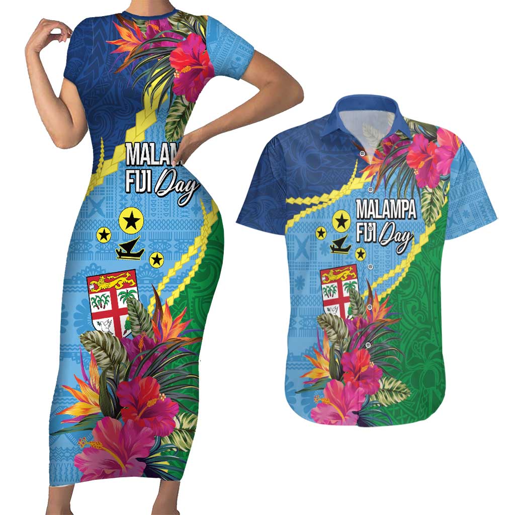 Personalized Malampa Fiji Day Together We Grow Couples Matching Short Sleeve Bodycon Dress and Hawaiian Shirt Special Tapa Mix LT7 Colorful - Polynesian Pride