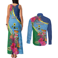 Personalized Malampa Fiji Day Together We Grow Couples Matching Tank Maxi Dress and Long Sleeve Button Shirt Special Tapa Mix LT7 - Polynesian Pride