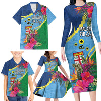 Personalized Malampa Fiji Day Together We Grow Family Matching Long Sleeve Bodycon Dress and Hawaiian Shirt Special Tapa Mix LT7 - Polynesian Pride