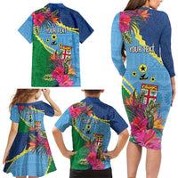 Personalized Malampa Fiji Day Together We Grow Family Matching Long Sleeve Bodycon Dress and Hawaiian Shirt Special Tapa Mix LT7 - Polynesian Pride