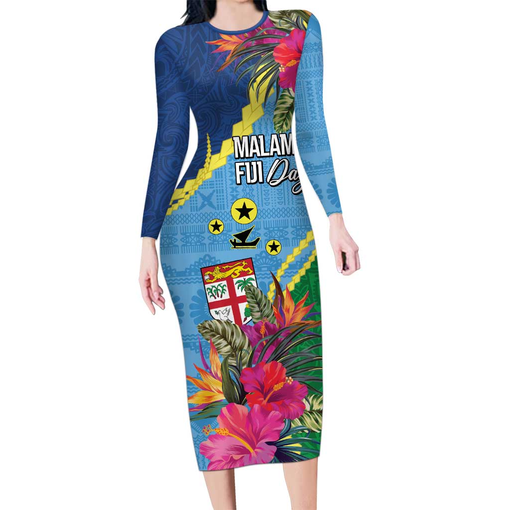 Personalized Malampa Fiji Day Together We Grow Family Matching Long Sleeve Bodycon Dress and Hawaiian Shirt Special Tapa Mix LT7 Mom's Dress Colorful - Polynesian Pride