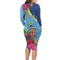 Personalized Malampa Fiji Day Together We Grow Family Matching Long Sleeve Bodycon Dress and Hawaiian Shirt Special Tapa Mix LT7 - Polynesian Pride