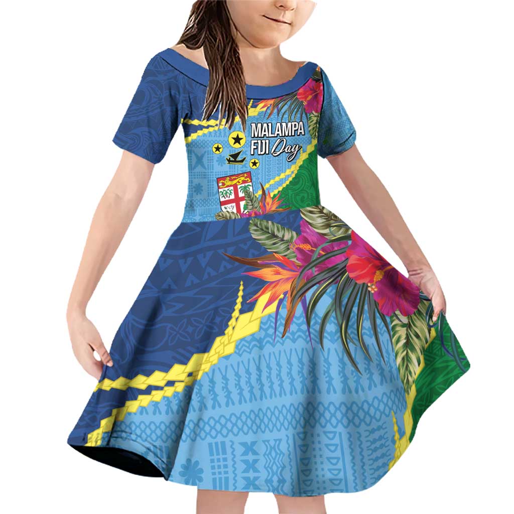 Personalized Malampa Fiji Day Together We Grow Family Matching Off Shoulder Short Dress and Hawaiian Shirt Special Tapa Mix LT7 Daughter's Dress Colorful - Polynesian Pride