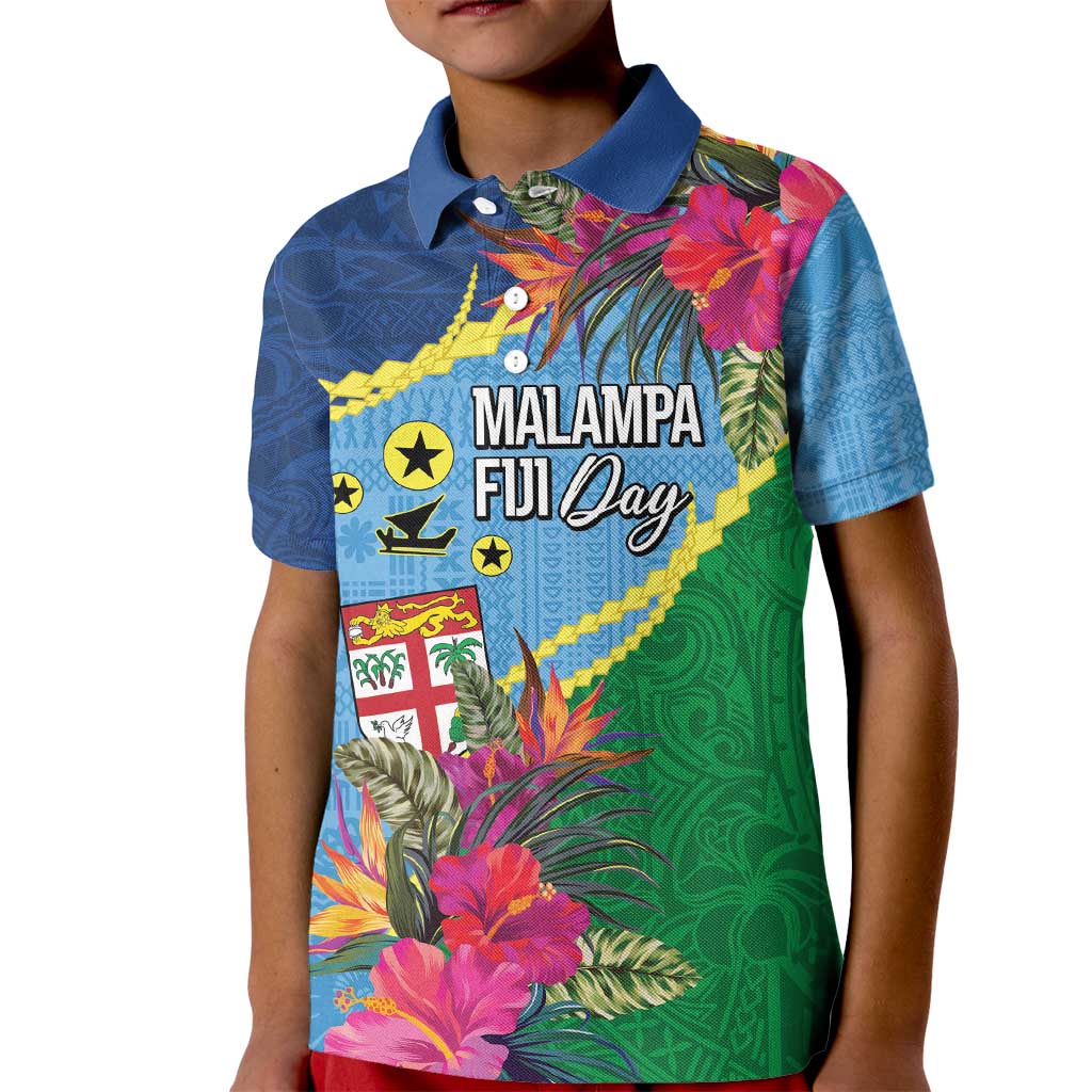 Personalized Malampa Fiji Day Together We Grow Kid Polo Shirt Special Tapa Mix - Polynesian Pride