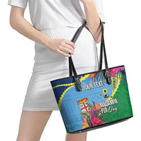 Personalized Malampa Fiji Day Together We Grow Leather Tote Bag Special Tapa Mix - Polynesian Pride
