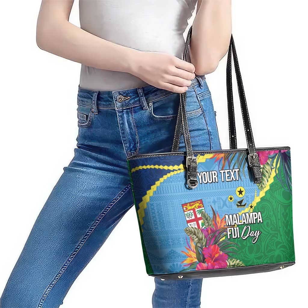 Personalized Malampa Fiji Day Together We Grow Leather Tote Bag Special Tapa Mix - Polynesian Pride
