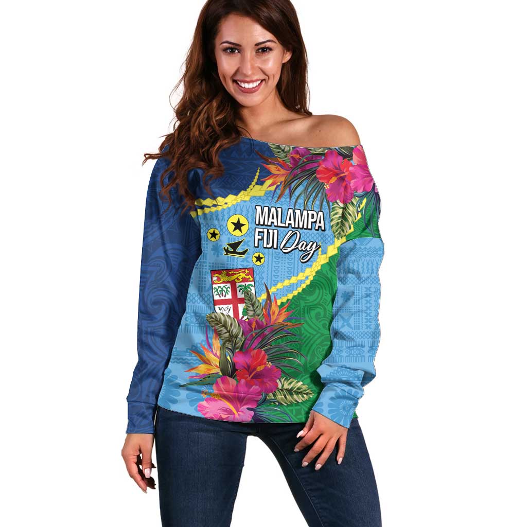 Personalized Malampa Fiji Day Together We Grow Off Shoulder Sweater Special Tapa Mix - Polynesian Pride