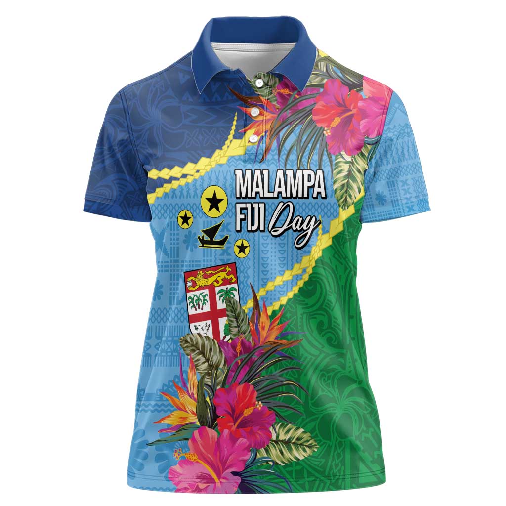 Personalized Malampa Fiji Day Together We Grow Women Polo Shirt Special Tapa Mix - Polynesian Pride