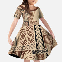 Samoa Siapo Motif Family Matching Short Sleeve Bodycon Dress and Hawaiian Shirt Classic Style LT7