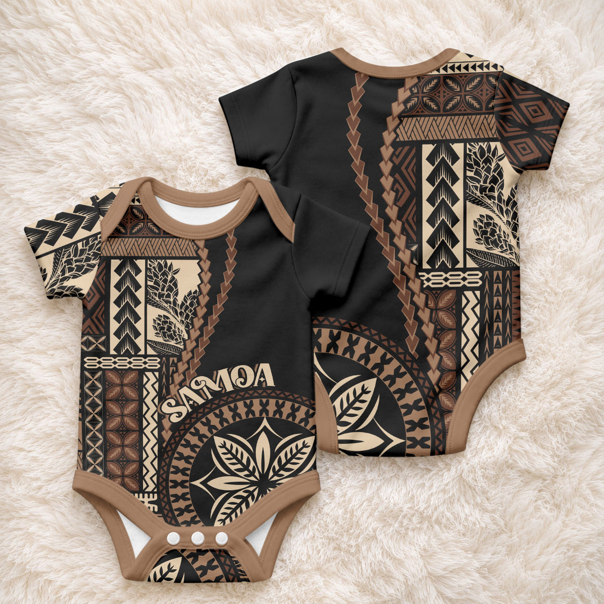 Samoa Siapo Motif Baby Onesie Classic Style - Black Ver