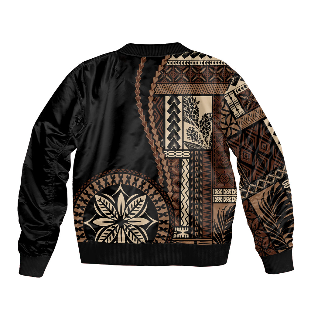 Samoa Siapo Motif Bomber Jacket Classic Style - Black Ver LT7 - Polynesian Pride