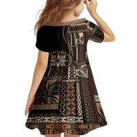 Samoa Siapo Motif Kid Short Sleeve Dress Classic Style - Black Ver LT7 - Polynesian Pride