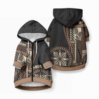 Samoa Siapo Motif Pet Hoodie Classic Style - Black Ver LT7 Zip-up Black - Polynesian Pride